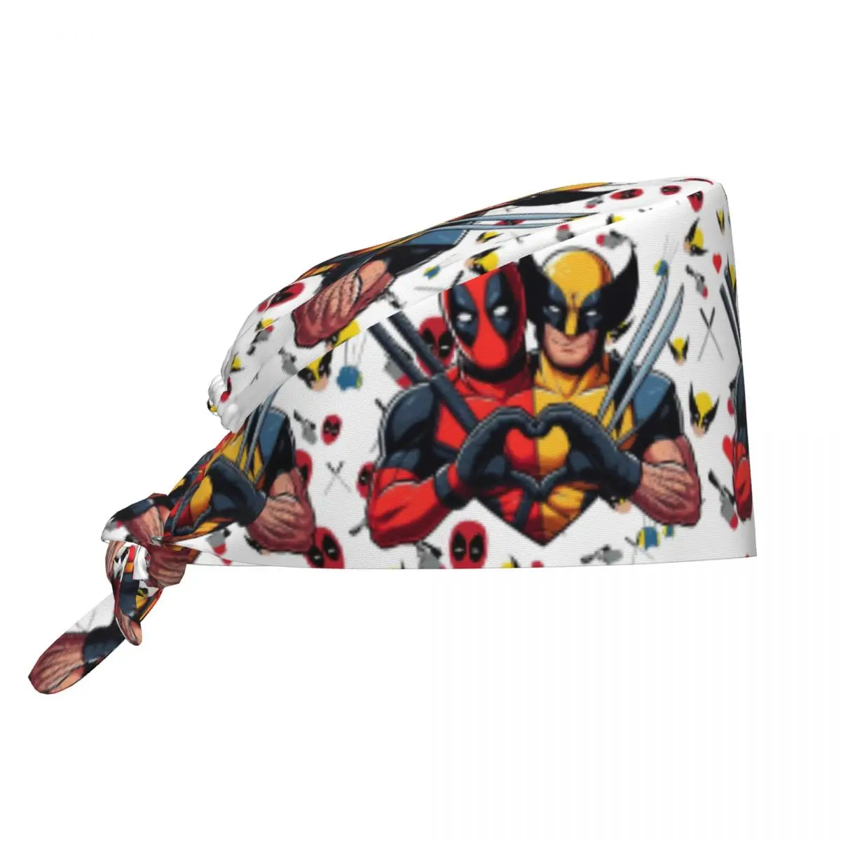 Custom Adjustable D-Deadpools And Wolvierine Best Friends Working Hat Scrub Caps Scrub Nursing Doctor Surgeon Cap for Dentist