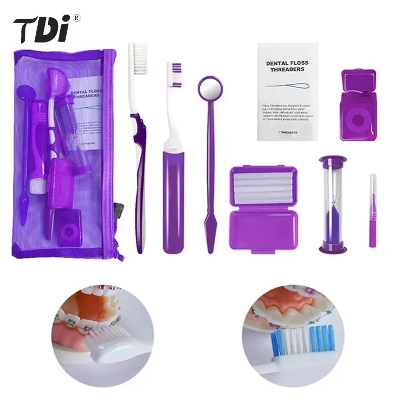 

8pcs/set Oral Cleaning Care Dental Teeth Orthodontic Kits Whitening Tool Portable Outdoor Suit Interdental BrushOral Care
