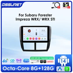 For Subaru Forester 3 SH Impreza WRX STI 2008 2009 2010 2011 Android Auto Car radio 8Core Carplay multimedia Player GPS Stereo