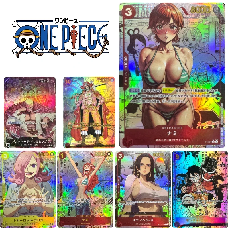 ONE PIECE Postacie z Anime Nami Nico Robin Roronoa Zoro Opcg DIY Domowa karta kolekcjonerska Świąteczny prezent urodzinowy Gra Zabawki