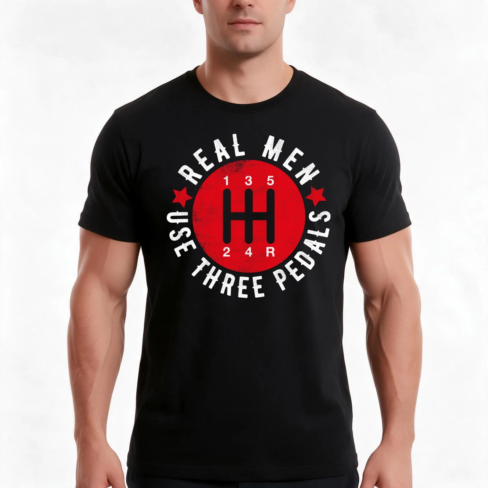 Real Men Use Three Pedals T-Shirt Summer Casual Cotton Tee Oversized Streetwear Tops Vintage Graphic Print Unisex Men Women