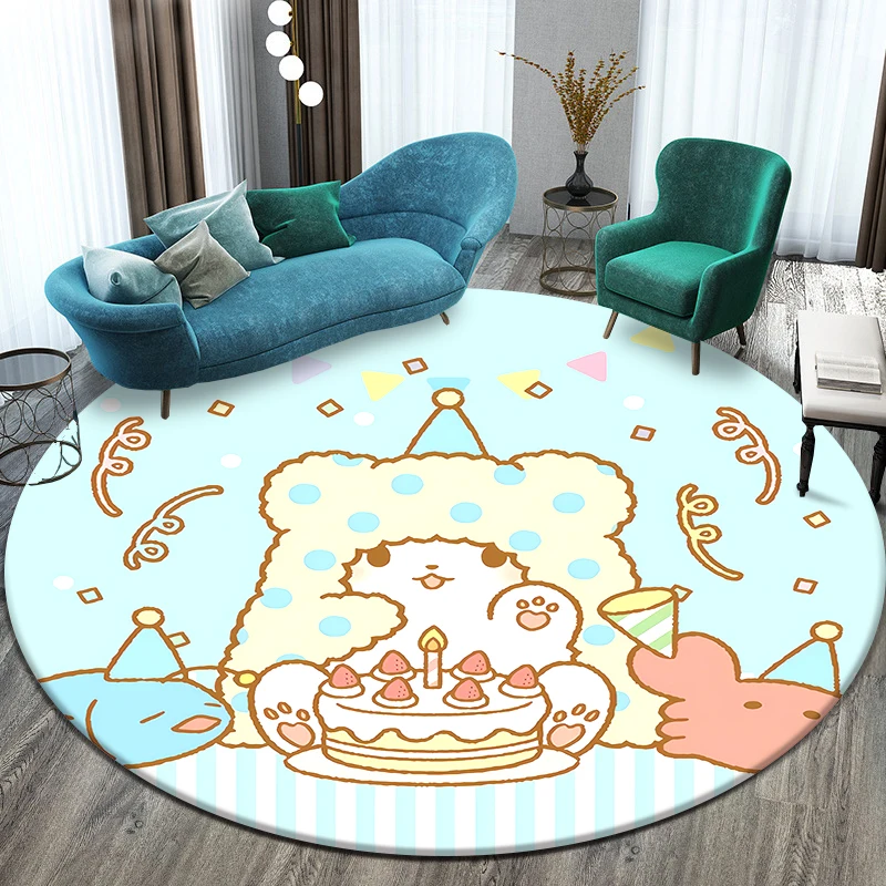 Sanrio Marumofubiyori Cute Cartoon HD Printed Round Carpet,Bedroom Balcony Entry Door Sofa Seat Non-slip Mat Home Camp Gift Rug