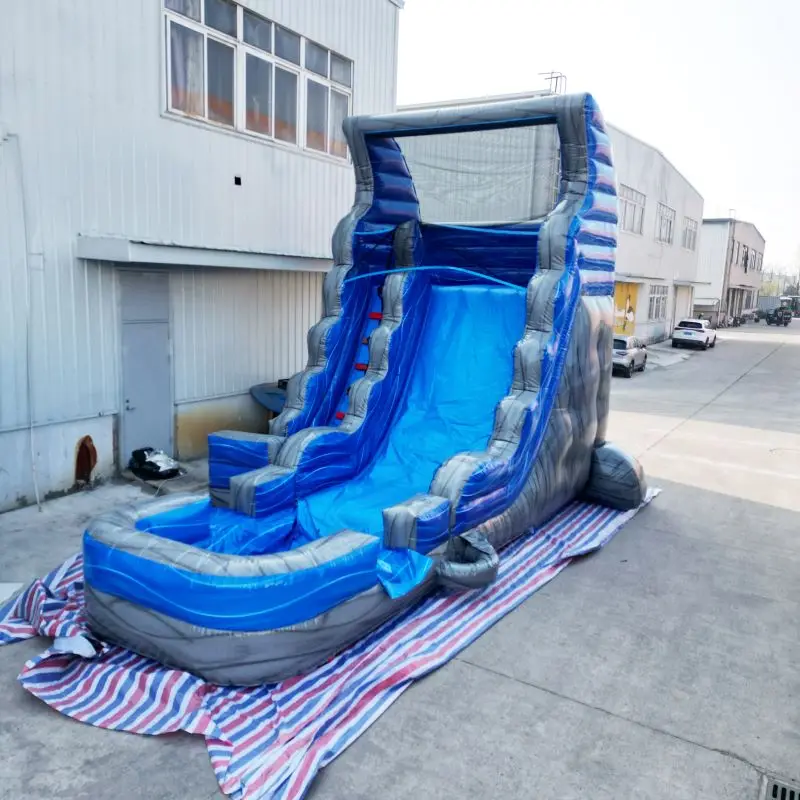 Inflatable Water Slide  Commercial Giant Blue Slide With Pool Not Including a powerful Blower