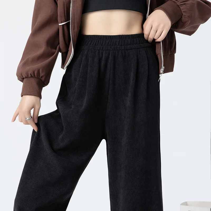 New Womens Pants High Waisted Casual Straight Pants For Women Slim Loose Fit Warm Trousers Women Wide Leg Pants