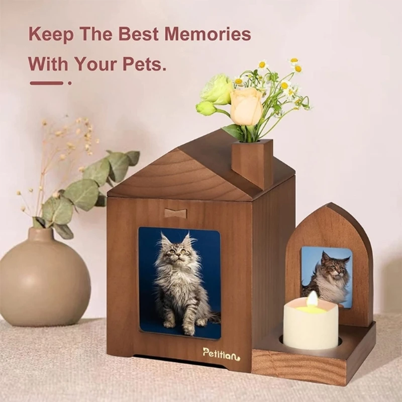 Pet Urn with Picture Frame Holder Remembrance- Sympathy Dog or Passed Away Photo Commemorate Ornaments