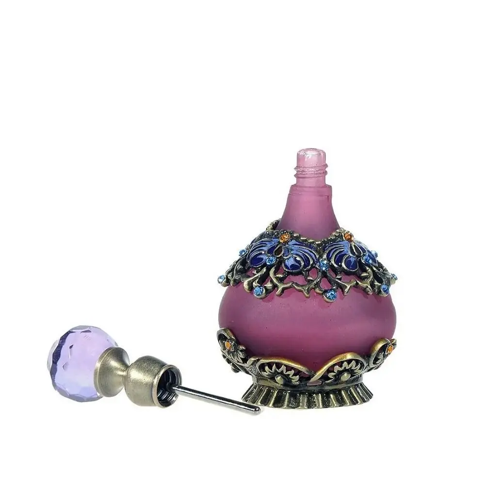 Vintage Empty Bottle Refillable 25ML Empty Glass Jar Decorative Crystal Inlayed Essence Oil Container Weeding Decoration