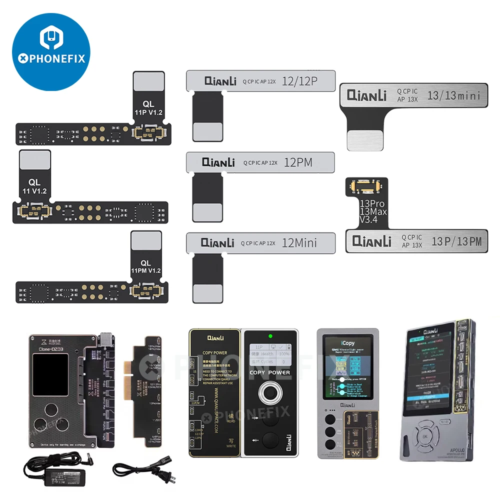 QianLi Apollo ICopy Plus Copy Power Mega-idea Clone Battery Flex Cable for IPhone 11-14 Pro Max Tag on Battery Repair Programmer