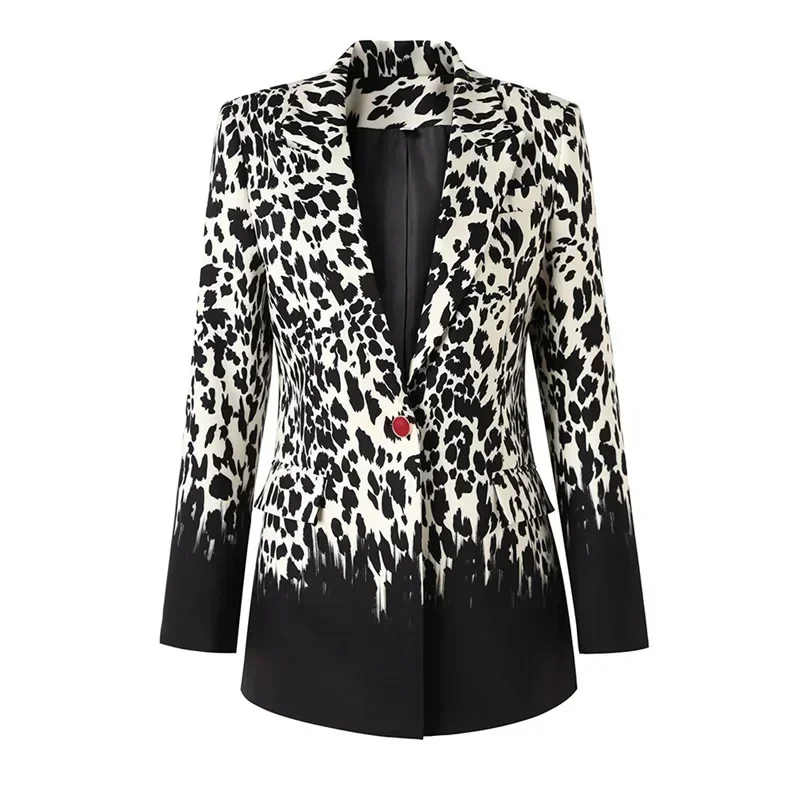 Leopard Frauen Anzüge 1 Stück Blazer Mode Jacke formelle Büro Dame Business Arbeit tragen heiße Mädchen Mantel Herbst Outfit