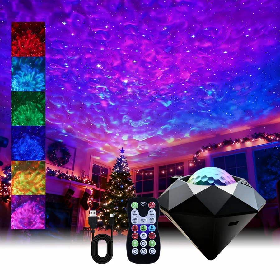 1/2pcs romantic 8-color crystal cube/cylinder corrugated texture projection USB lamp, USB ambient light, USB plug-in use, touch