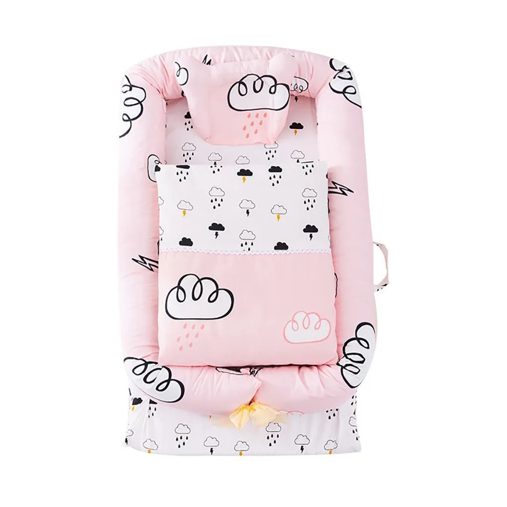 

6Pcs Portable Baby Bed Cushion Set Travel Crib Newborn Nest Sleeping Support Head Pillow, Type 1