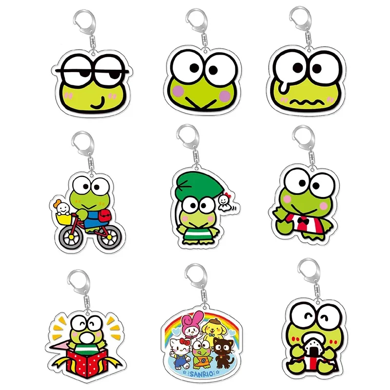 MINISO Sanrio Keroppi Cute Cartoon Frog Keychain Kawaii Keyring Bag Parts & Trendy Gift