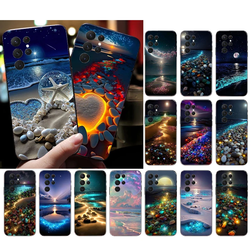 Scenery Beach At Night Phone Case For S24 S23 S22 S21 S20 Ultra S20 S22 S21 S23 S20 FE S24 Plus