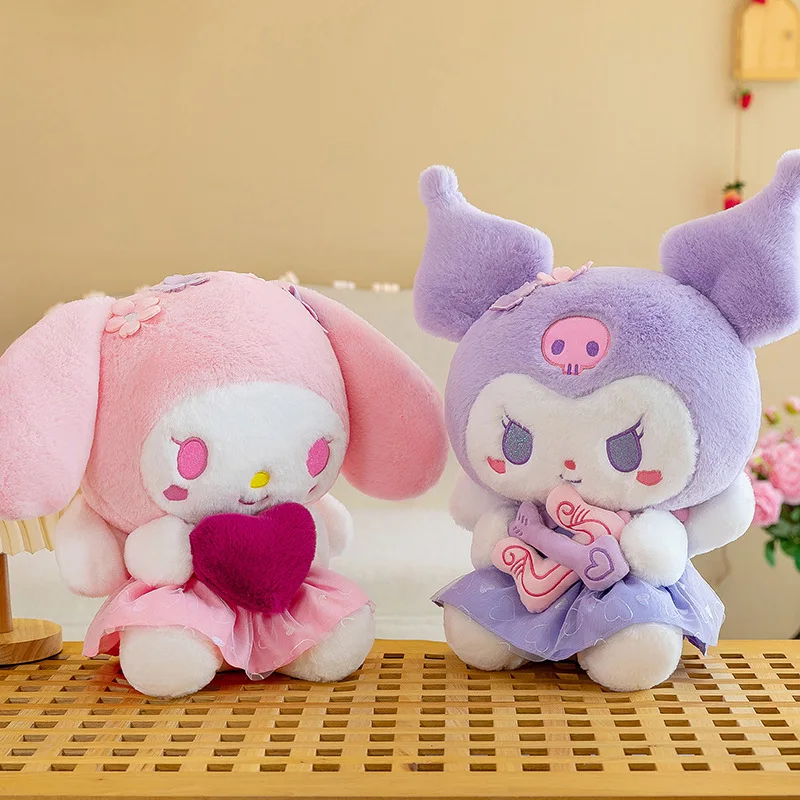 

Sanrio Kuromi Stuffed Cartoon Anime My Melody 40CM Cupid Heart Plush Doll Cute Room Decor Plush Toy Couple Valentine's Gift