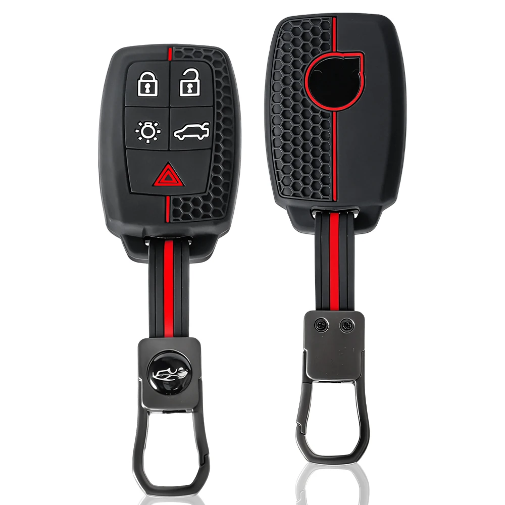 Silicone Key Case Fob For Volvo XC90 C70 S60 D5 V50 S40 C30 Keyless Remote Key Cover Shell Skin Holder Keychain