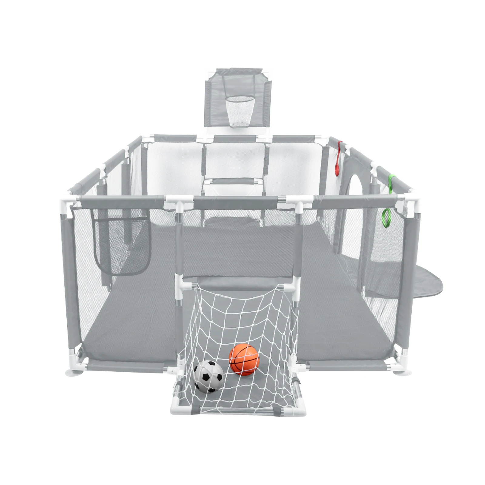 Image of Baby-Laufstall, Großer Tragbarer Spielbereich für Kleinkinder, Robuster Sicherheitszaun, 50 Bälle, 4 Ringe, 8 Saugnäpfe, Innen- und Außenbereich Baby-Laufstall
