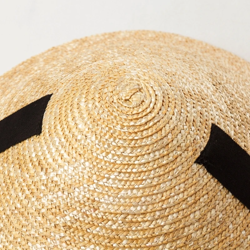 Kids Straw Weaving Sun Hat Portable Wide Brim Hat Simple Cone Hat for Outdoor Dropshipping