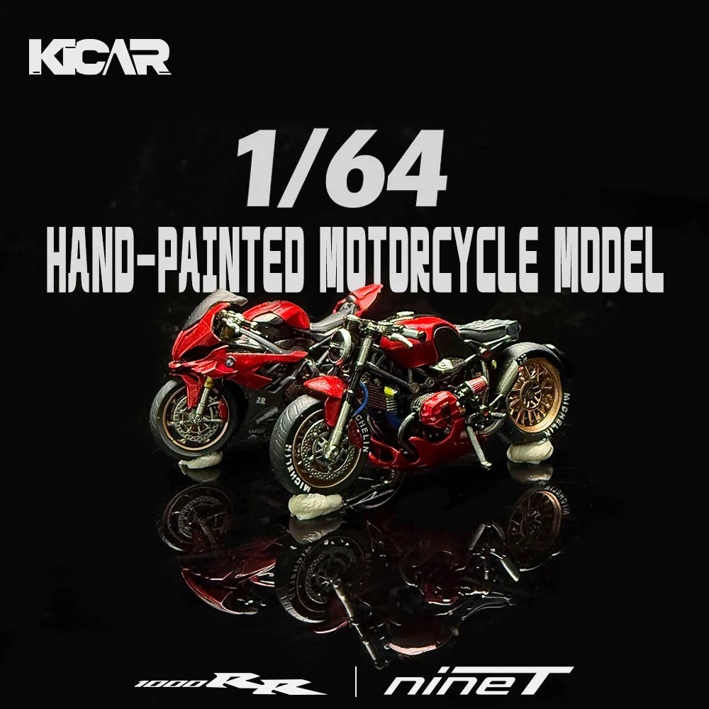 Kicarmod 1/64 1000RR & NineT 3D-Gedrucktes Harz-Motorradmodell Druckguss Maßstab Hobby-Spielzeug Geschenke Sammleredition Schreibtischdekoration