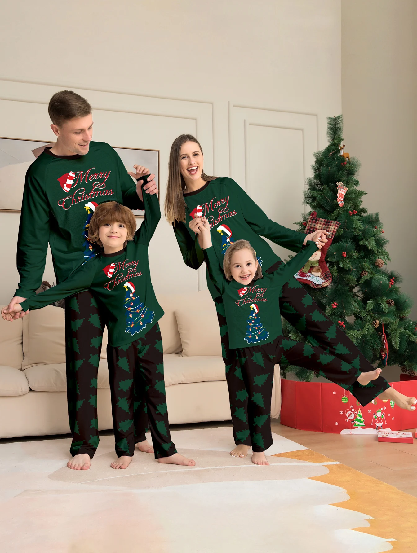 

2025 Christmas Pajamas Family Father Mother Kids Girl Baby Top+pants Matching Outfits Clothes Set Xmas Pyjamas Homewear