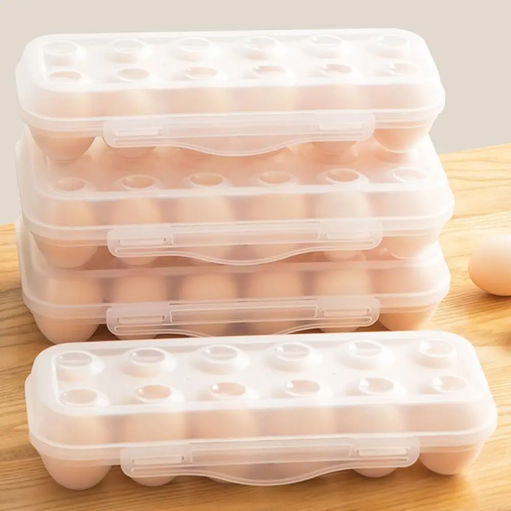 Practical Plastic 12/18 Grids Egg Tray Snap-on Anti-collision Egg Storage Box Transparent Stackable Fridge Egg Organizer Kitchen