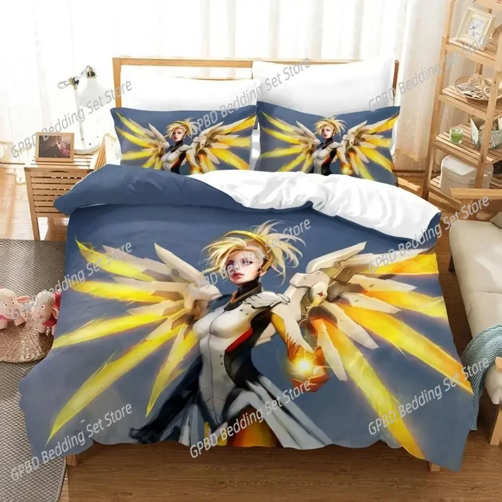 3D Print Anime Overwatch Widowmaker Bedding Set Bed Cover Pillow Case  Cartoon Anime Character Duvet Cover For Boys Queen