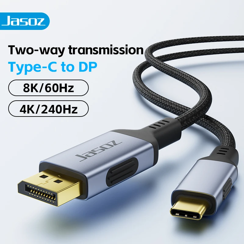 Jasoz Type C to Displayport Cable 8K60Hz USB C to DP 1.4 Adapter Cable for iPhone 15 Macbook Pro iPad Compatible Thunderbolt 3/4