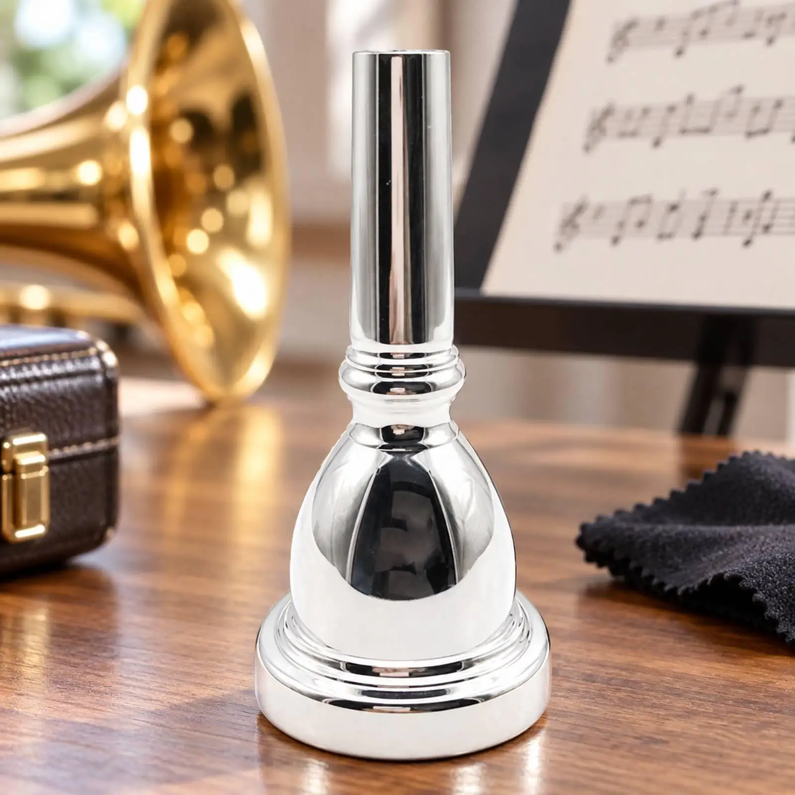Silver Tuba Mouthpiece Copper Core Flared Circular Rim Tapered Shank Brass Accessory for Musician Daily Practice Tool