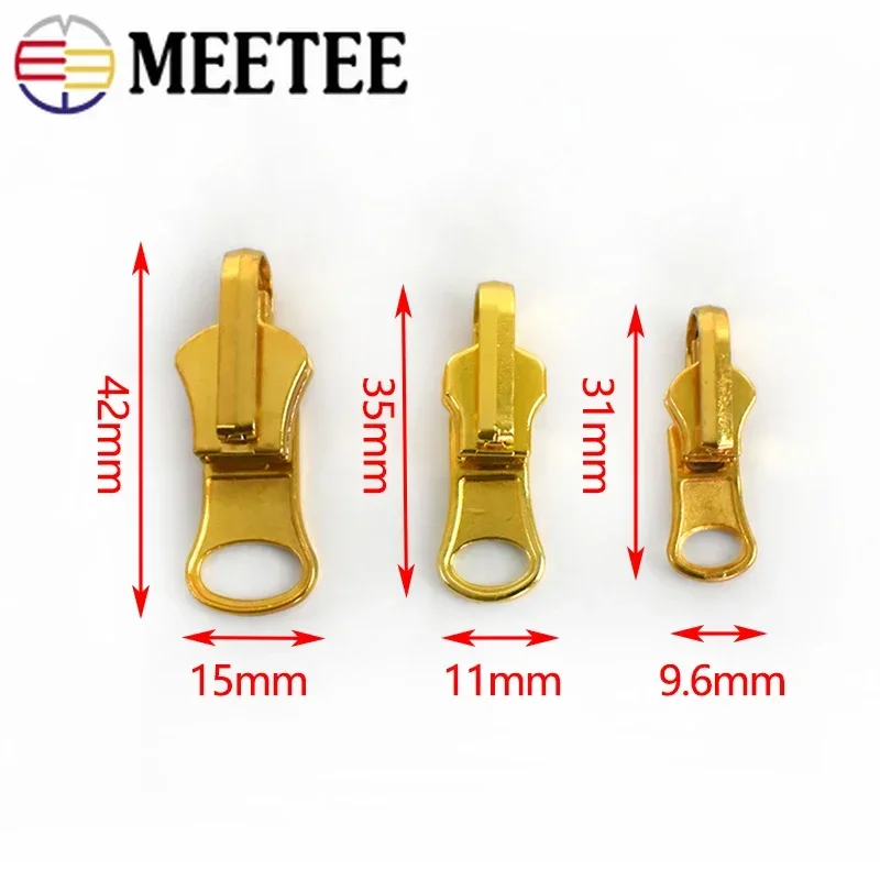 Meetee 5Pcs 3# 5# 8# Double-sided Rotary Zipper Sliders for Nylon Metal Resin Zip Head DIY Jacket Garment Sewing Accessories