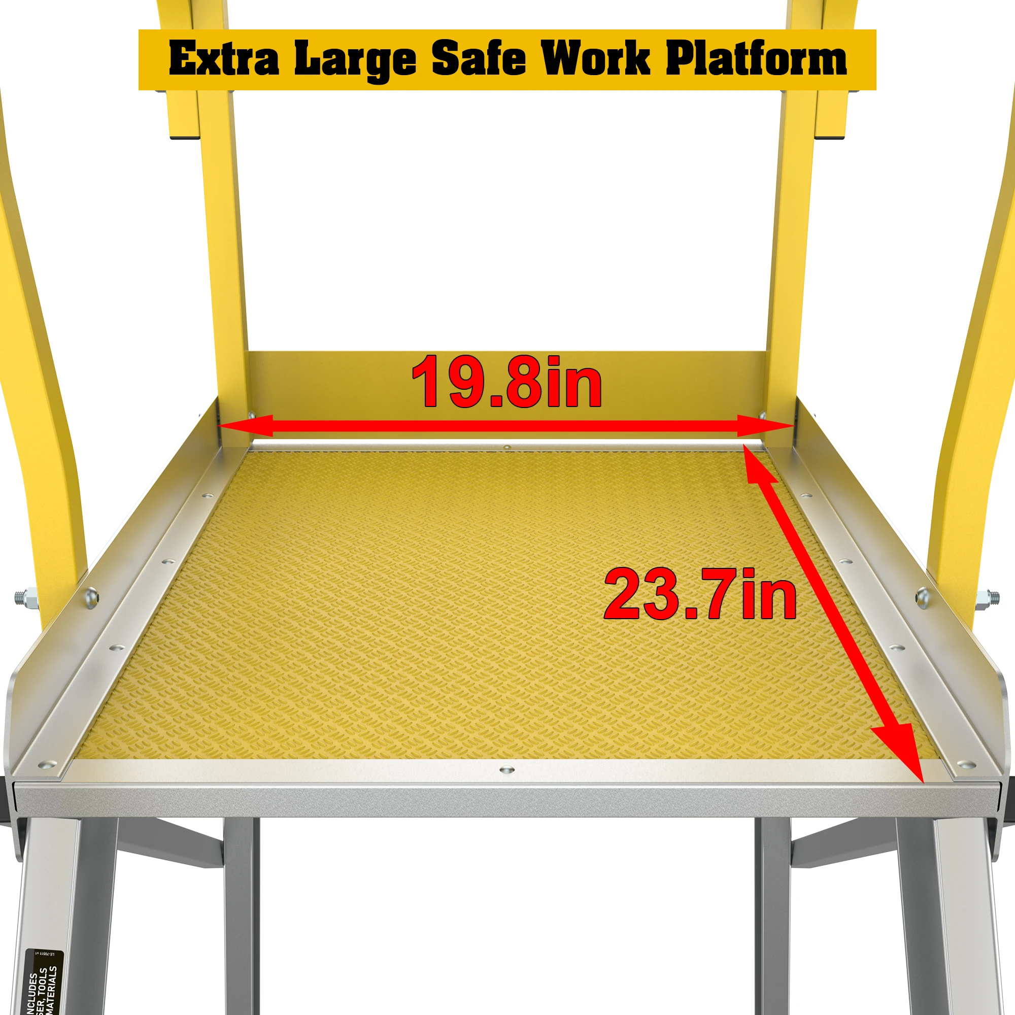 سلم منصة دوارة من الألومنيوم مع منصة عمل متنقلة غير قابلة للانزلاق بسعة 170 كجم للاستخدام في المستودعات #4