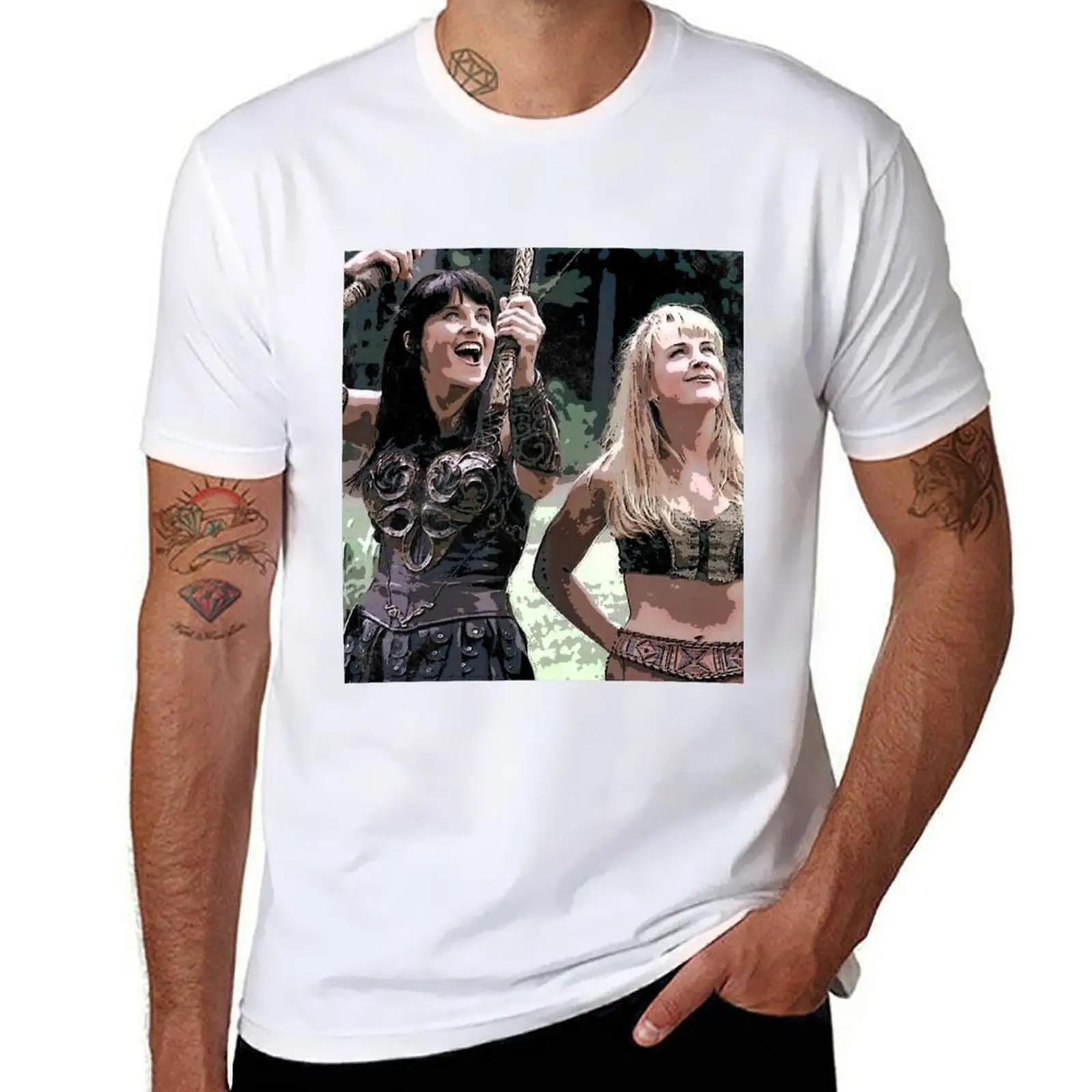 

xena and gabrielle art T-Shirt anime tshirt cotton tshirt 100%
