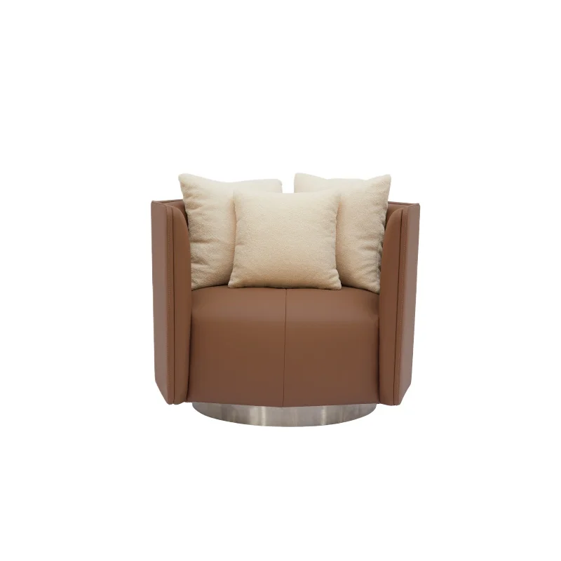 

Nordic modern bedroom home living room single leather sofa lazy sofa leisure chair turntable