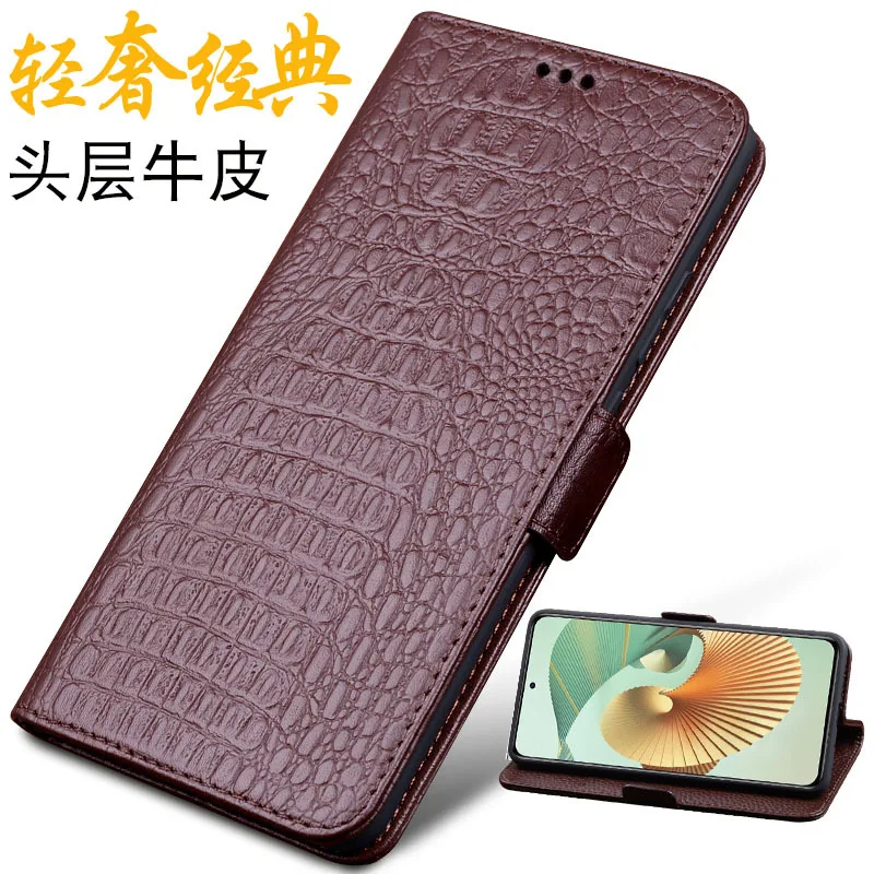 

Luxury Genuine Leather Wallet Cover Business Phone Case For Zte Axon 30 Pro Ultra Cover Credit Card Money Slot Case Holster