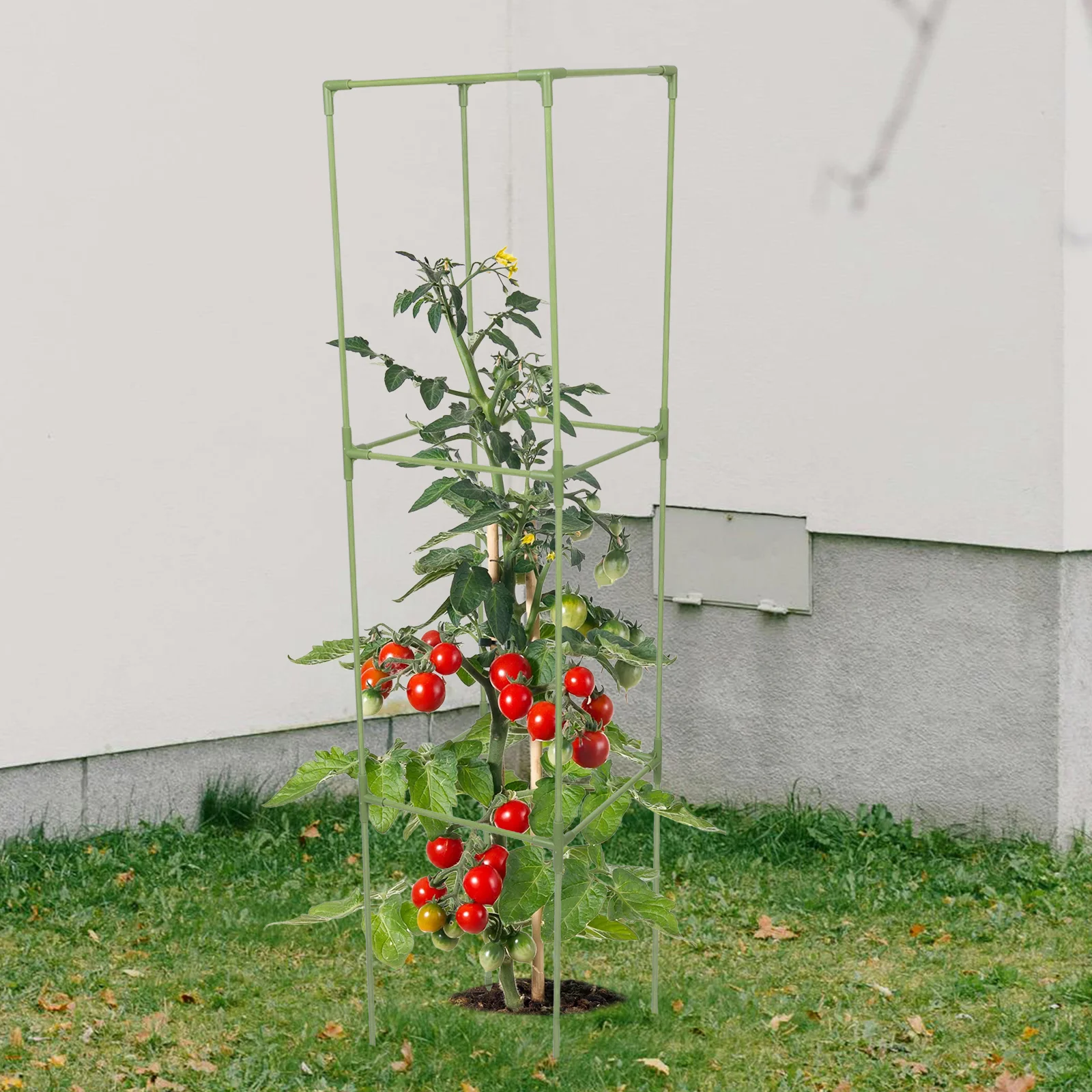 

1Set Tomato Trellis Garden Support Square Fiberglass Pole Heavy Duty Climbing Plant Cage Vegetable Flower Vine Tower Stake