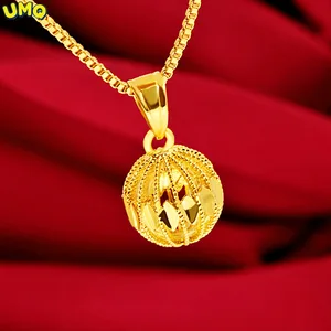 Echtes Gold, das in 24.000, bestickten Ball, runden Anhänger, Live -Sendung Thailand gebadet wurde, viele der gleichen reinen 999, 18k Goldschmuck 10 Hauptverkäufe Halskette Thailand - №5