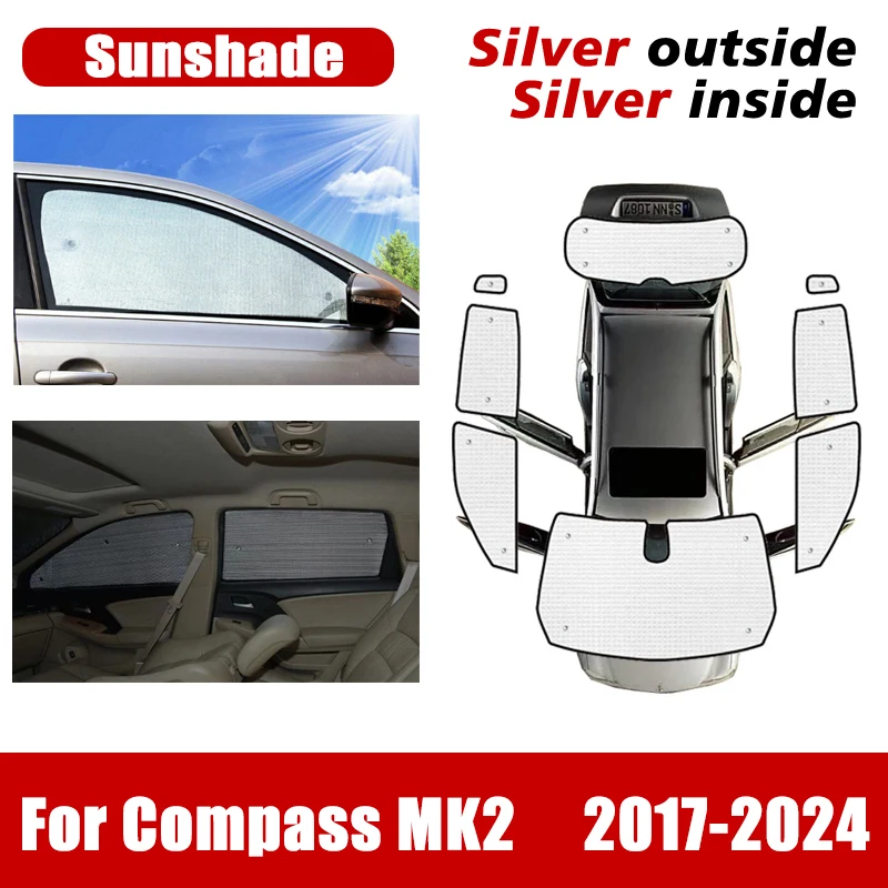 

Full Coverage Sunshades For Jeep Compass MP 552 MK2 2017~2024 Window Windshield Anti-UV Sunscreen Covers Visors Car Accessories