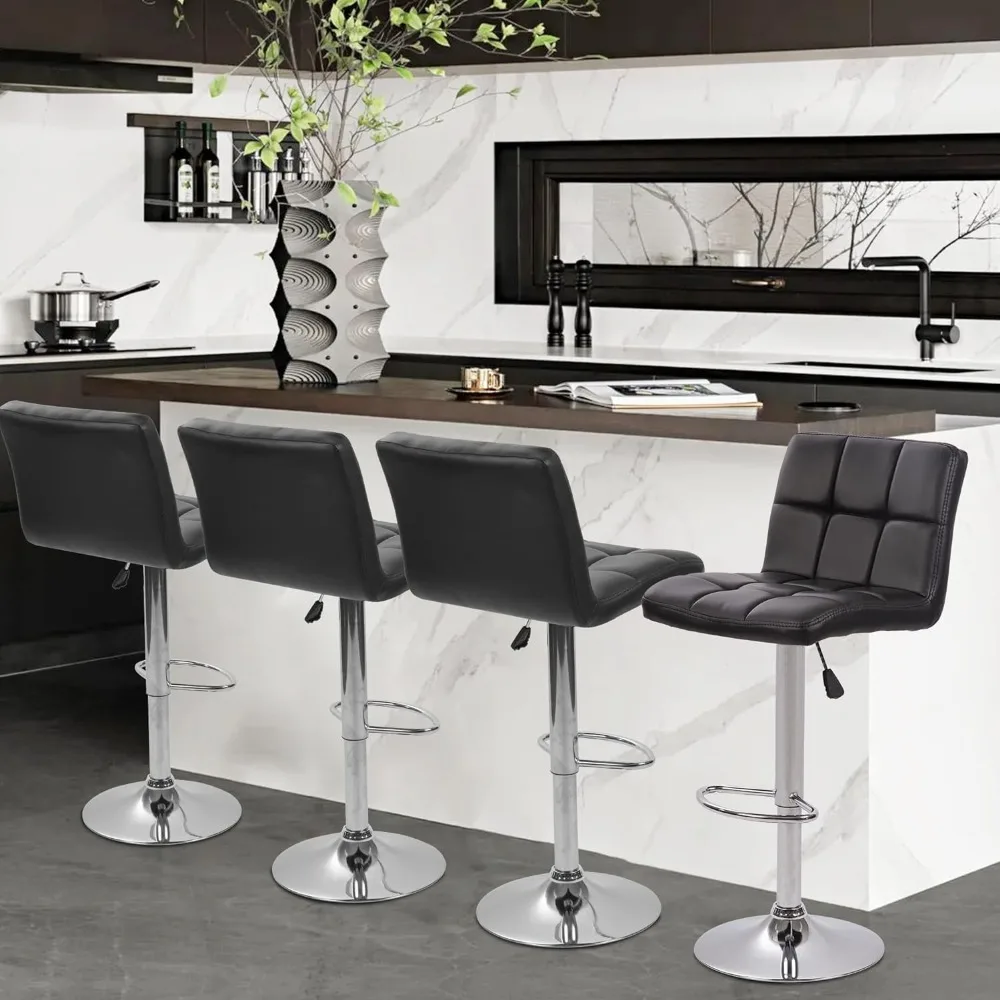 

Barstools Bar Chairs Counter Height Adjustable Swivel Stool with Back PU Leather Kitchen Counter Stools