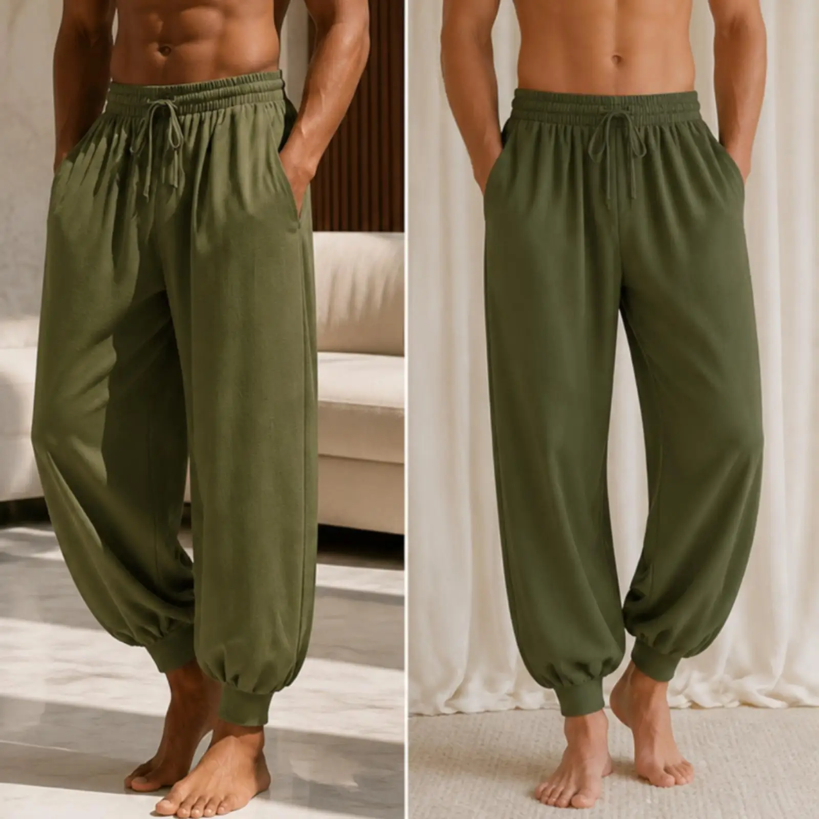 Solid Color Relaxed Fit Trousers for Women with Ankle Cuffs and Convenient Pockets for Daily Errands
