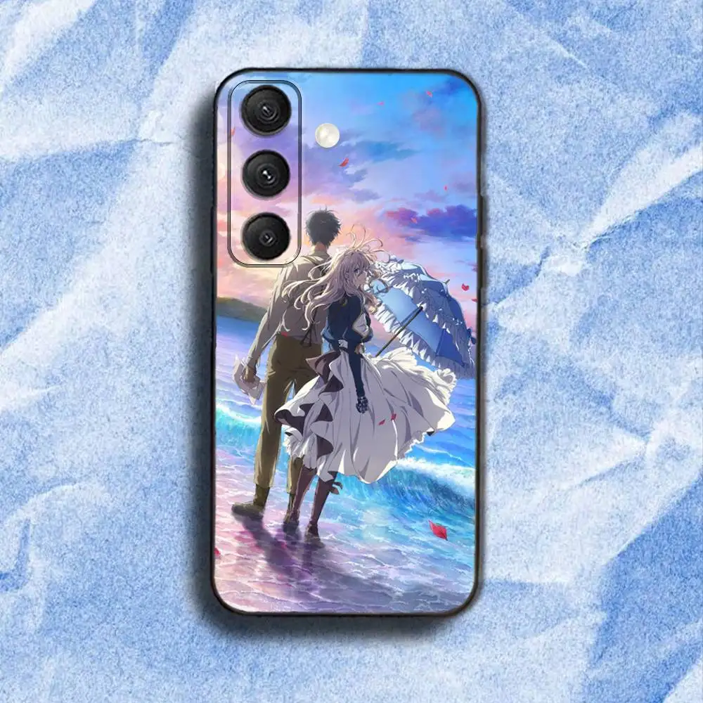 حافظة هاتف V-Violet Evergarden-es لهاتف سامسونج S 25,24,23,22,30,21,10,9,Ultra,Plus,Lite,FE,4,5G حافظة ناعمة سوداء