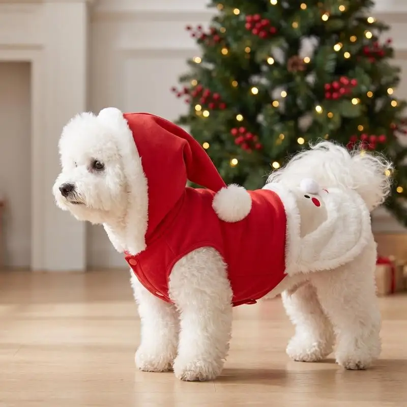 1 pet Christmas Santa Claus big beard coat suitable for cats, dogs, Christmas holiday gift outfit matching