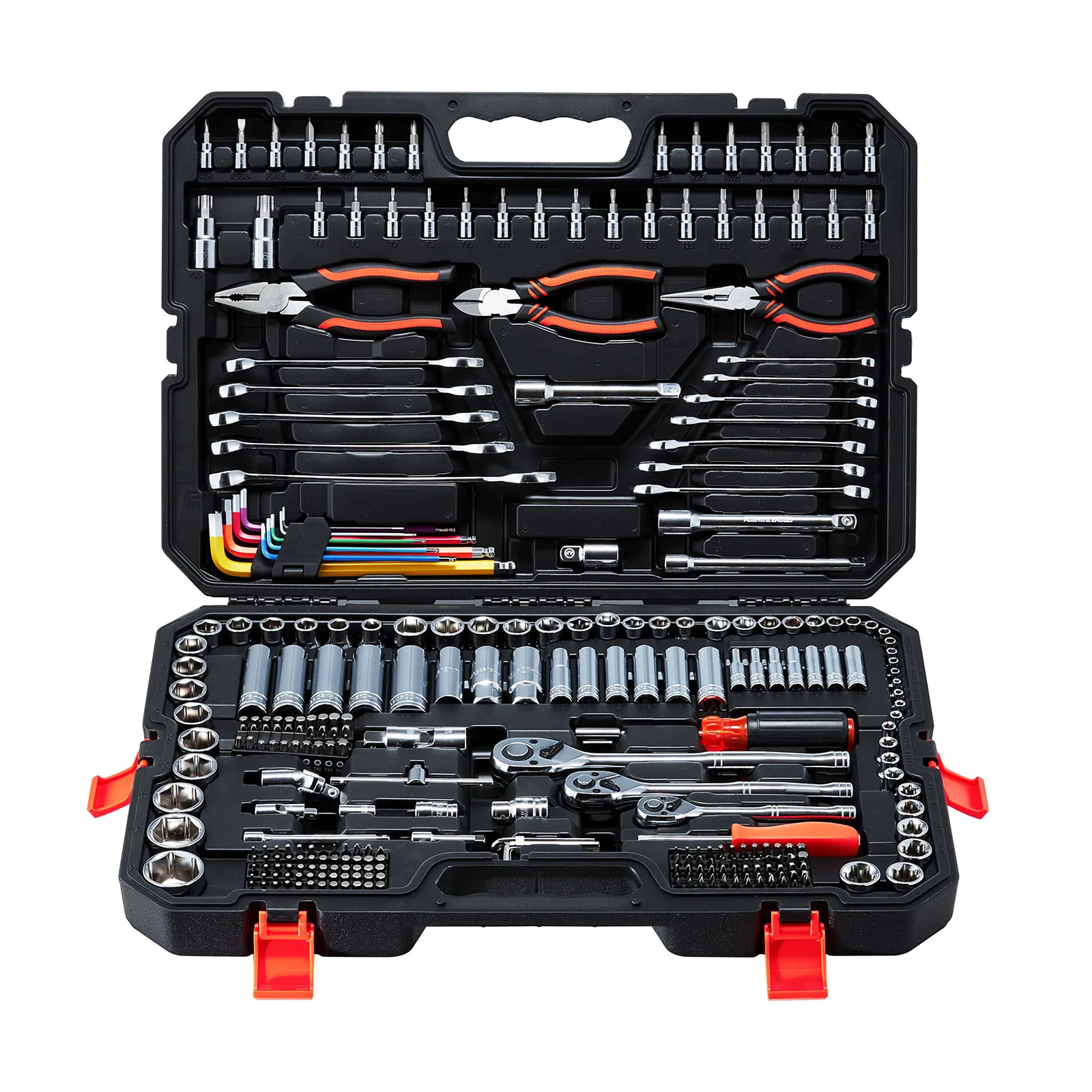 Mechanics Tool Set, 314-Piece Mechanic Tool Kit, 1/4 in, 3/8 in, and 1/2 in Drive, Metric Socket Set, Wrenches, Screwdriver Bits, Accessories, and Storage Case, Designed for Automotive and Home Repair