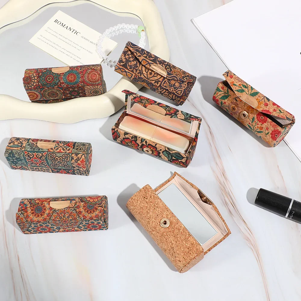 قطعة واحدة من صندوق تخزين أحمر الشفاه بنمط الأزهار العتيقة مع منظم مكياج ملمع الشفاه المحمول للنساء في الهواء الطلق