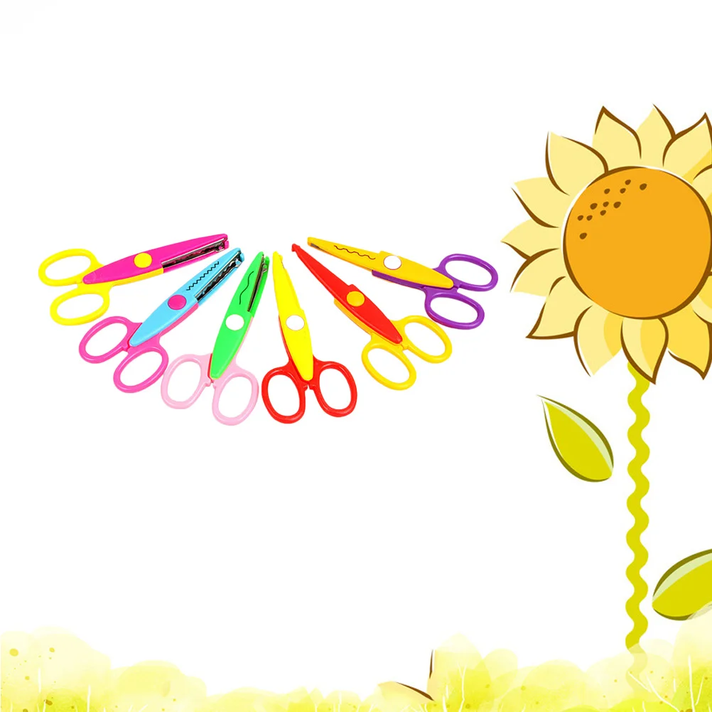 

6Pcs Paper Cutter Lace Safety Scissors Set Stainless Steel Blades Plastic Handle DIY Scrapbooking Handmade Album Kids Craft Tool