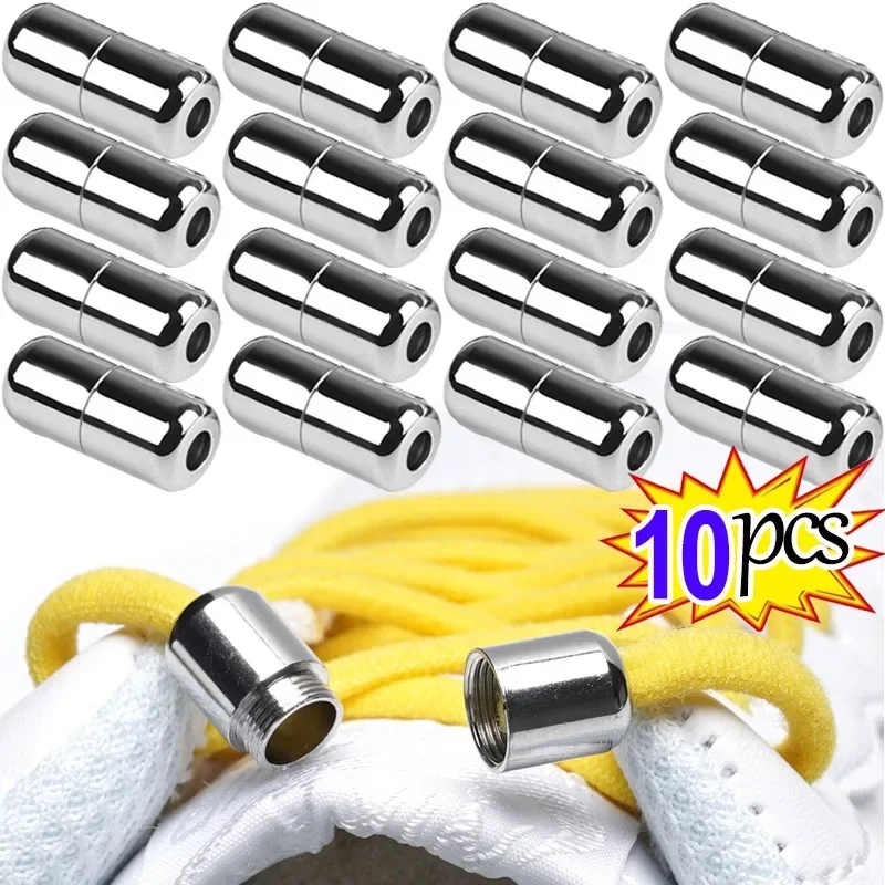 2/6/10PCS Metal Capsule Shoelace No Tie Sports Shoes Connector Lazy Quick Ties Latchet Rotating Lock Buckle Circular Buckle Lace