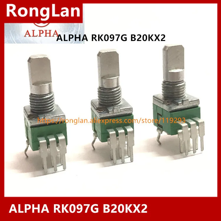 ALPHA B20K 097 B20KX2 RK097G Imported Taiwan Alpha Dual 6-Foot  Mixer Audio Vertical Potentiometer Handle 15mm - 10PCS