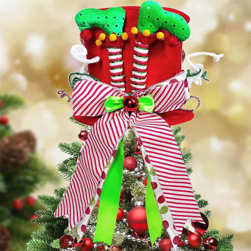Weihnachtsbaumschmuck, Baumspitze, Stern, gestreift, Schleife, Baumhut, Pailletten, Weihnachtsbaumhut, hängende Dekoration, Weihnachtsdekoration