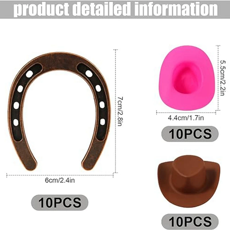 30 Stuks Mini Cowboy Hoed Mini Hoefijzer Plastic Western Party Hoeden Western Barbie Hoed Voor Verjaardag Paard Feest Decoratie Benodigdheden