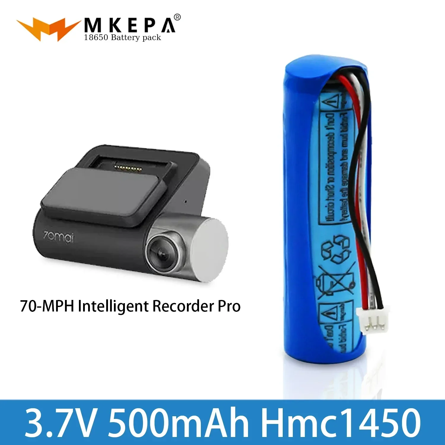 Batteria al litio 3.7V 500mAh 70mai batteria Hmc1450 Dash Cam Pro videoregistratore per auto accessori DVR di ricambio