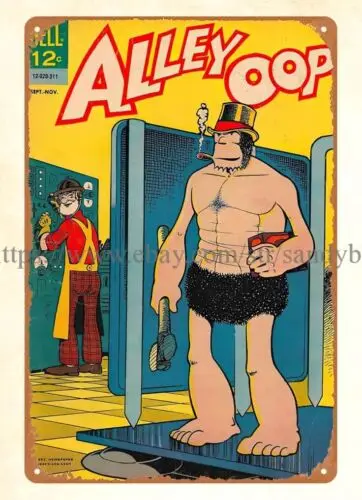 1963 comic Alley Oop metal tin sign bedroom accessories