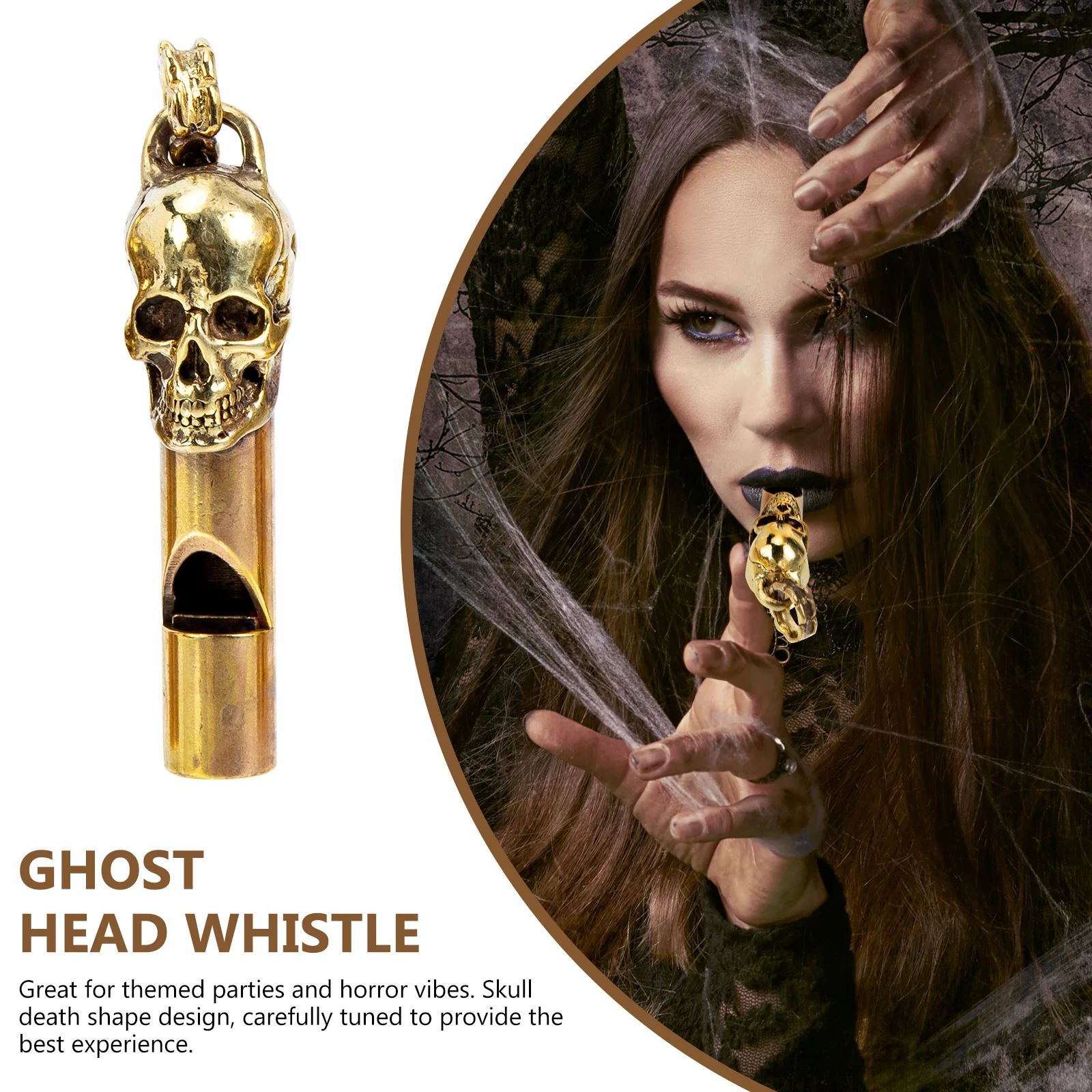 Death Whistle Portable Copper Whistles Ghost Head Camping Delicate Spooky