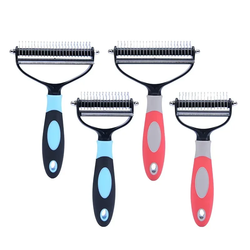 Professional Pet Deshedding Brush 2 Sided Dematting Dog Comb Cat Brush Rake Puppy Grooming Tools Undercoat Shedding Flying Hair