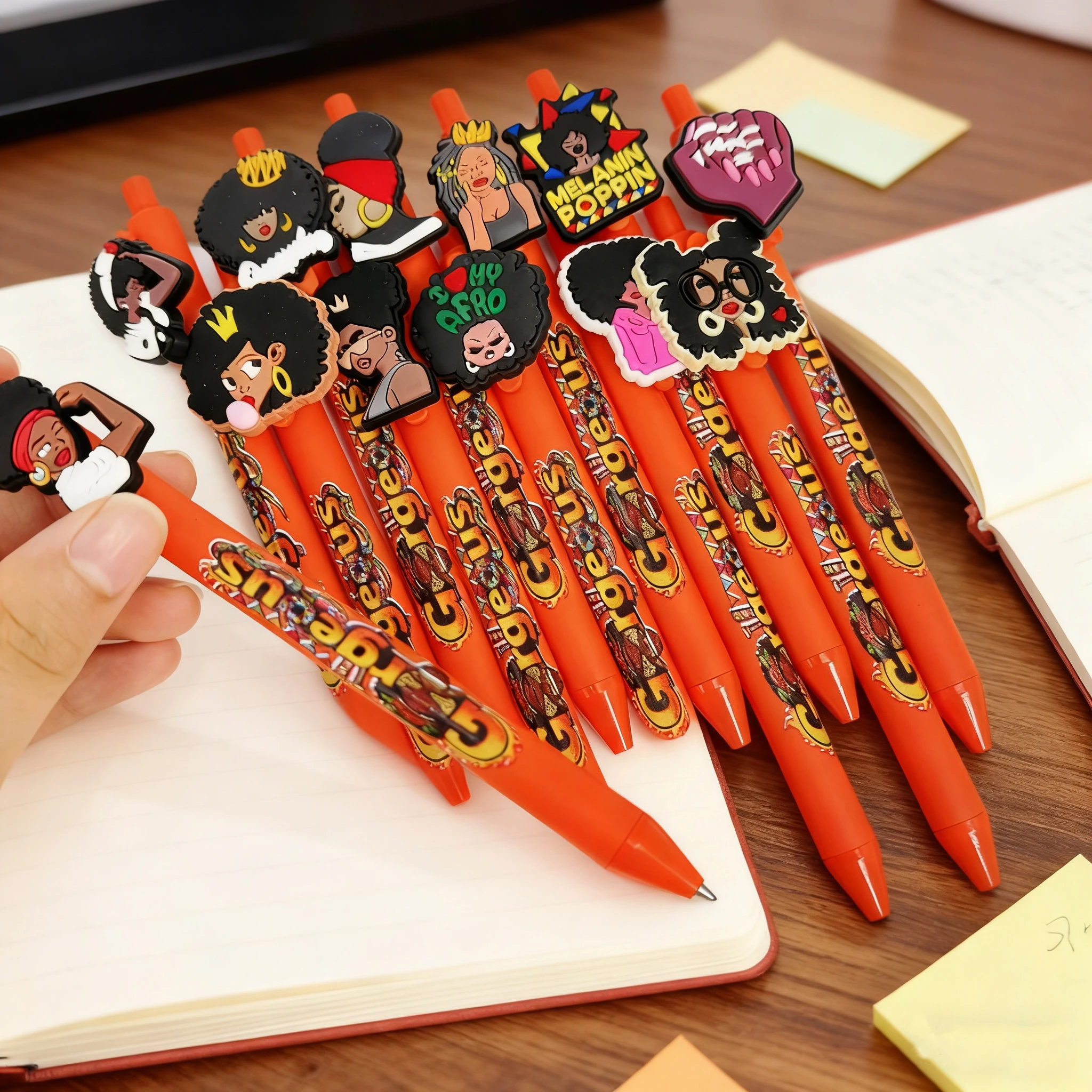

12/24 pieces Cool Girl Round Tip Pens, Stylish Girl Ballpoint Pens, Student Writing Gift Pens